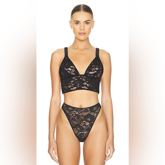 ANINE BING Violet Bralette Black Floral Medium